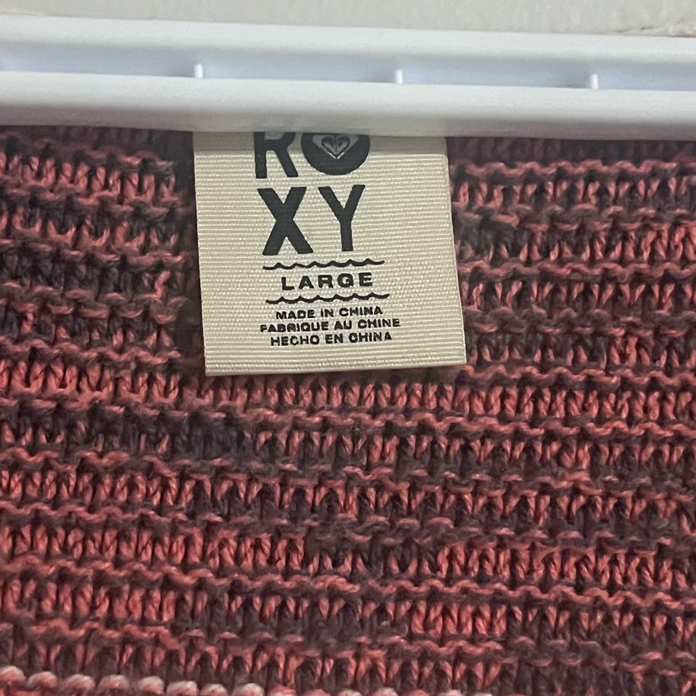 Roxy Striped V-Neck Sweater - Pink, Cream, Gray - Picture 2 of 5